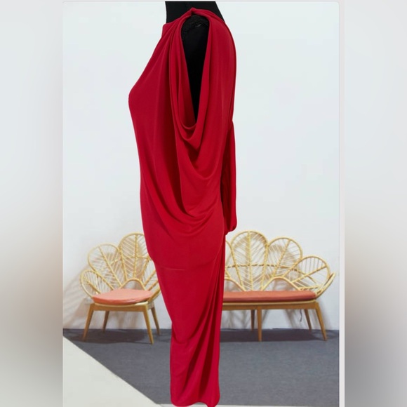 Elegant Red Draped Dress size L BCBGMAXAZRIA - Picture 11 of 16